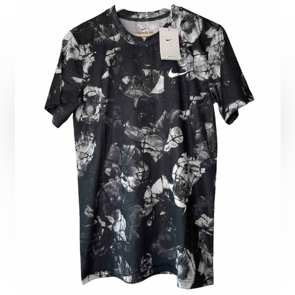 Nike Dri Fit Printed Training Tee Men's Black and White Size Small Camo Shirt